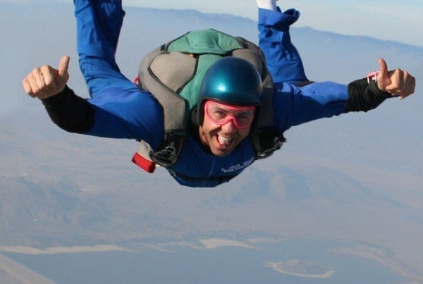 Den Bradshaw skydiving in Los Angeles